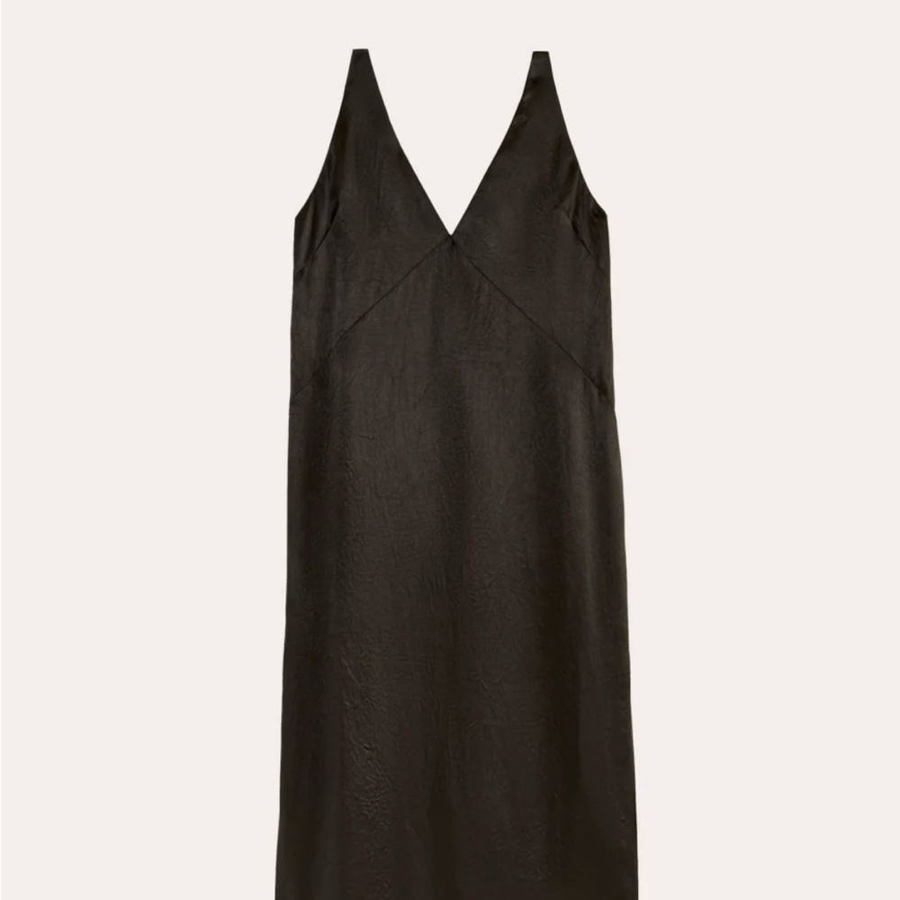 NWT Everlane Black Satin Maxi Dress